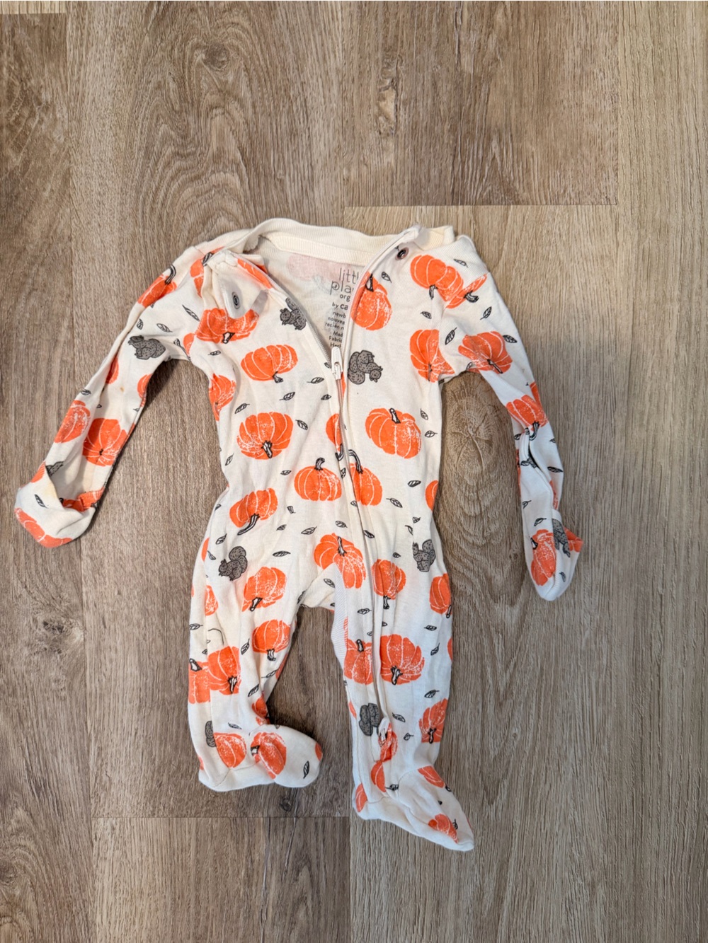 Organic cotton Pumpkin Print newborn Footed One-Piece Pajamas